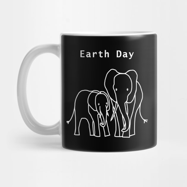 White Line Earth Day Elephants by ellenhenryart
